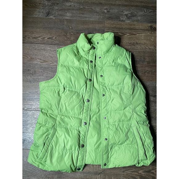 Lands End Women's Green Quilted Puffer Down Vest Coat Jacket Size Medium 10-12 - Picture 1 of 5